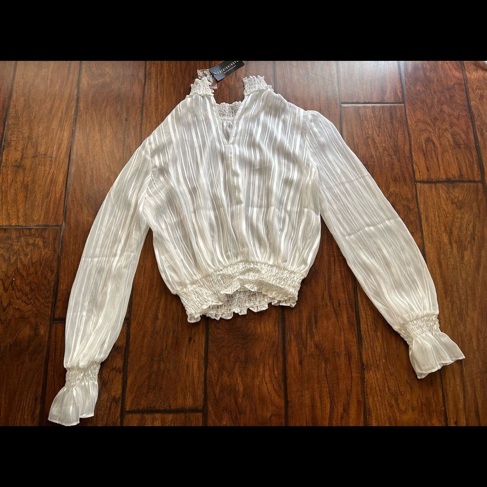 Sheer white FashionNova blouse